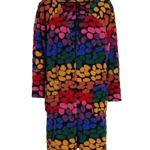 NWT Farm Rio Rainbow Leopard Fleece Duster Cardigan, Size Large